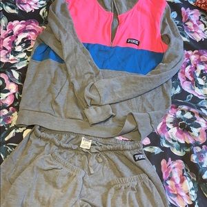 Two piece sweatshirt and sweatpants